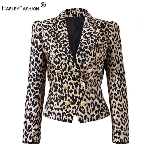 Spring Autumn Customized Fabric Best Quality Bargain Price Women Classic Leopaard Priting Slim Street Blazers Female Jackets 1