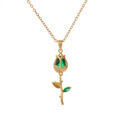 Light Luxury Stainless Steel Tulip Pendant Necklace for Women Elegant Gold Color Chain Flowers Necklace Girls Lucky Jewelry Gift 3
