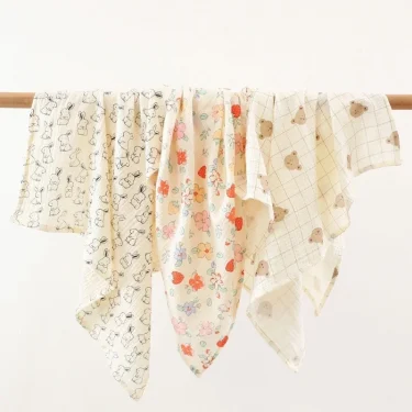 Baby Cotton Muslin Swaddle Blanket Floral/Animal Print Stroller Blanket Infant Diaper Newborn Receiving Blanket 6