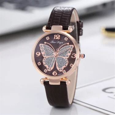 Butterfly Diamond Dial Design Women Quartz Watches Fashion Casual Ladies Wristwatches Simple Woman Leather Clock Montre Femme 6