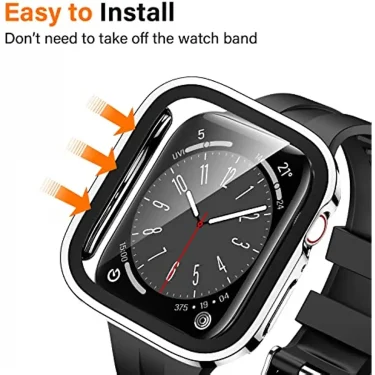 Waterproof Case for Apple Watch 7 8 9 45mm 41mm Screen Protector Glass+Cover Bumper Tempered iWatch 5 SE 6 44mm 40mm Accessories 3