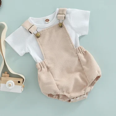 Ma&Baby 0-24M Newborn Infant Baby Boys Clothes Set Short Sleeve T-shirt Overalls Corduroy Shorts Outfits Summer Costumes D01 6