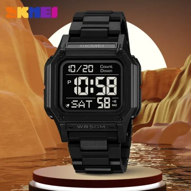 SKMEI Waterproof Sport Watch for Man Countdown Stopwatch Digital Wristwatch 2Time Fashion Mens Clock 4