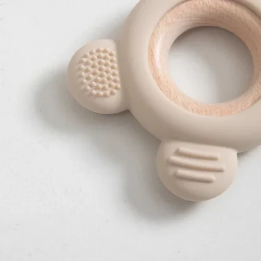 1PC Baby Silicone Wooden Teether Ring Cute Bear Infant Nursing Teething Toys Newborn Health Care Chewing Toy Baby Accessories 6