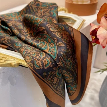 Flower Silk Square Scarf Women Satin Shawl Wrap Hijab Female Hair Band Wrist Luxury Headkerchief 70*70cm Echarpe 2025 Bandana 2