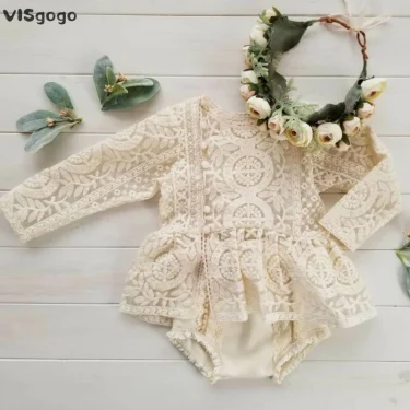 VISgogo Newborn Toddler Baby Girl Romper Sister Outfit Flower Lace Romper Jumpsuits Tutu Dress Summer Fall Clothes 0-24M 1