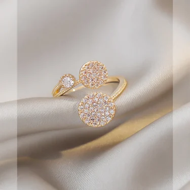 Korean New Exquisite Geometric Round Ring Women's Fashion Luxury Zircon Finger Ring Simple Temperament Versatile Jewelry 3