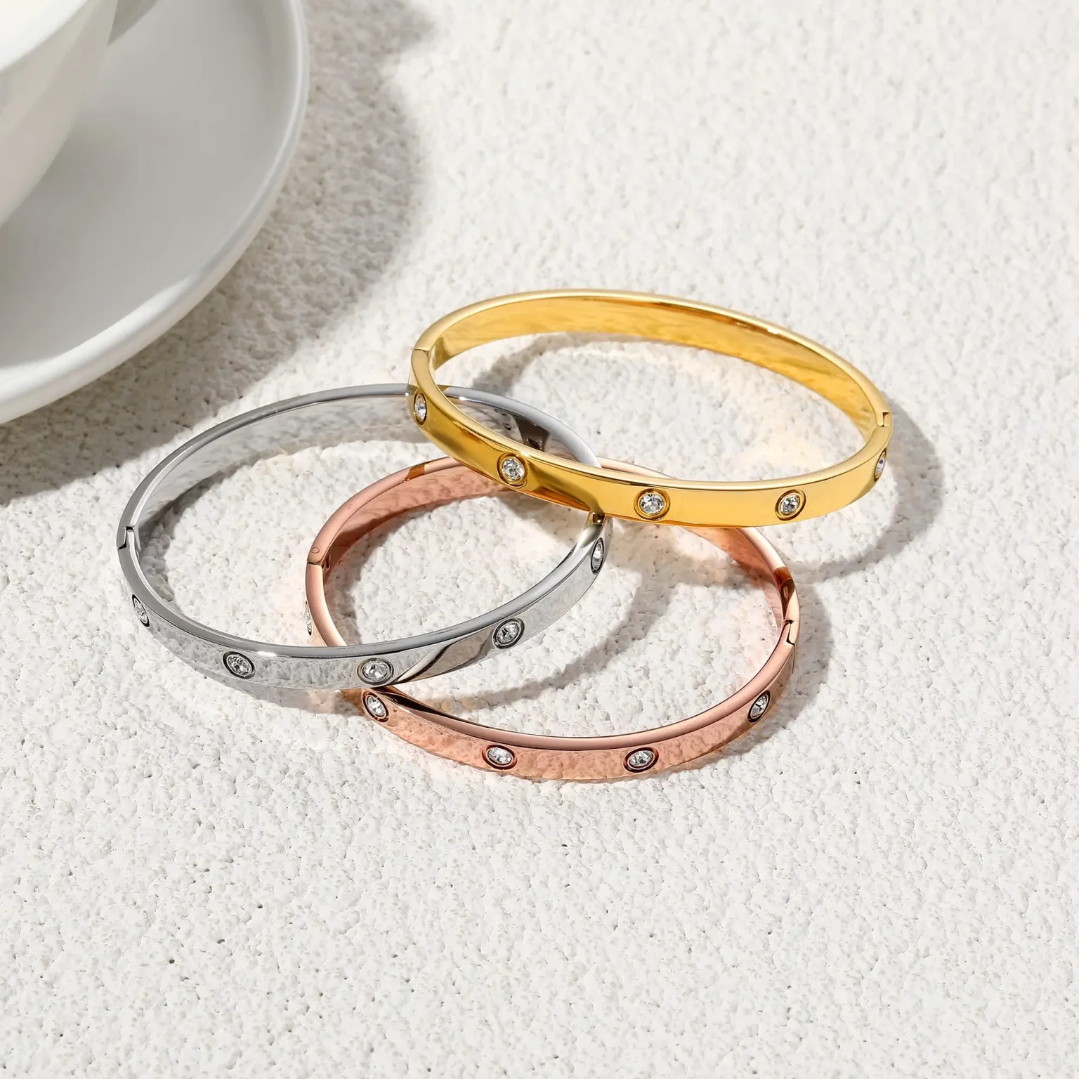 ALTERA Luxury LOVE Crystal 6mm Thickness Bangles High Quality PVD Stainless Steel Oval Bracelet No Fade Jewelry for Women Gift 5