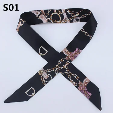 100 colors Emulation Silk Leopard Small Bag Handle headband Scarf Women Fashion Luxury Brand Hair Tie Ribbon Scarf 5