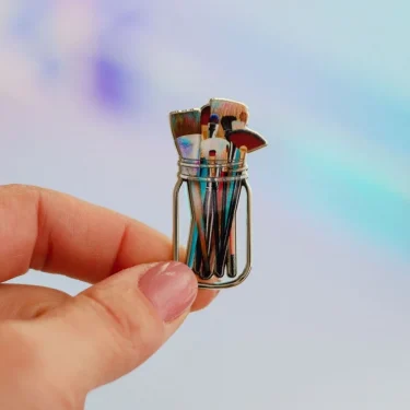 Paint Brushes in Clear Jar Enamel Pin UV Screen Printing Artist Badge Artist Supplies Brooch Makeup Brushes Pins 1