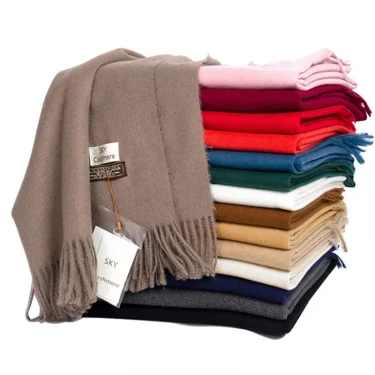 Women Winter Soft Warm Cashmere Scarf Luxury Brand Wool Scarves Khaki Pashmina Shawls Black Men's Poncho Cashmere Scarfs 1