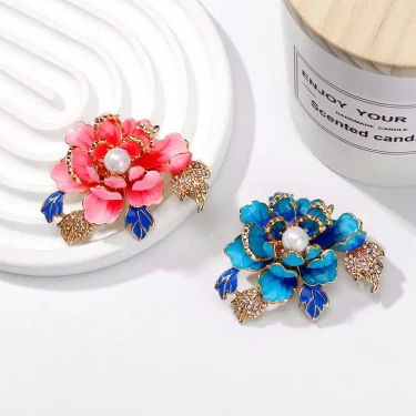 New Trendy Imitation Pearl Blooming Peony Flower Corsage Brooch Woman Clothes Decorations & Brooch Wedding Party Bridal Jewelry 6