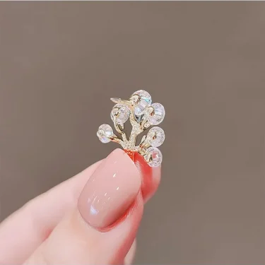 New Design Tree Of Life CZ Zircon Crystal Leaf Brooches For Women Girls Plant Brooch Pins Clothing Accessories Jewelry 5