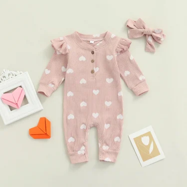 Ma&Baby 0-18M Valentine's Newborn Infant Baby Girl Jumpsuit Heart Print Rompers Long Sleeve Playsuit Clothing Autumn Spring D35 2