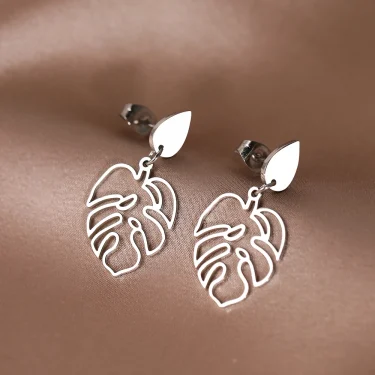 Stainless Steel Earrings Classic Vintage Water Drop Plant Leaves Fashion Pendants Earrings For Women Jewelry Party Girls Gifts 4