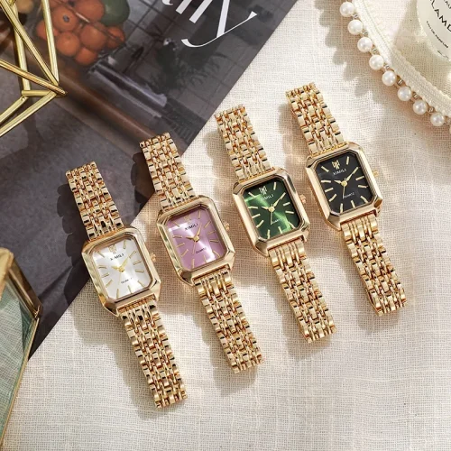 2025 Hot Brand Stainless Steel Strap Watch Women Luxury Gift Quartz Wristwatch Student Fashion Simple Square Quartz Watches 1