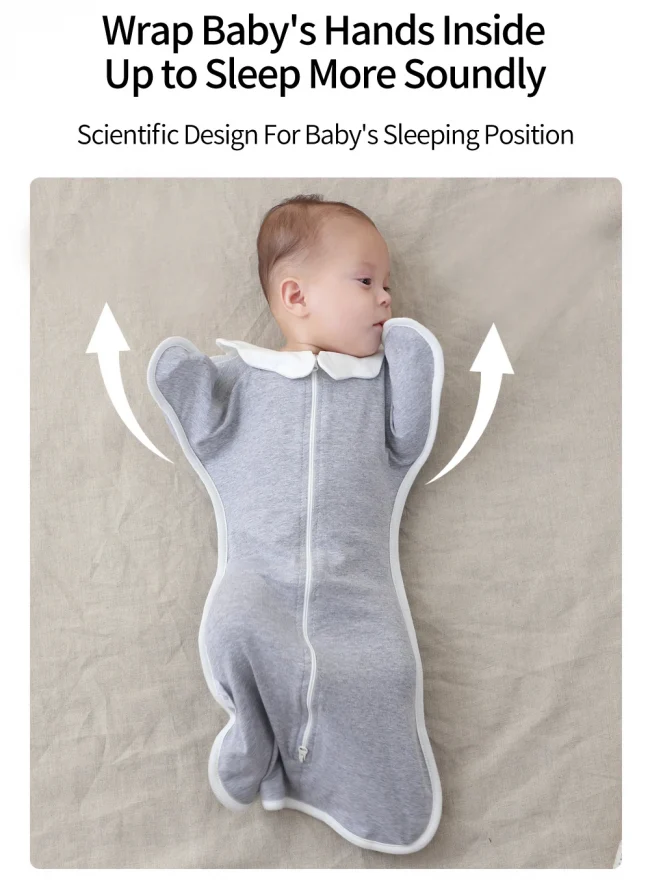 Newborn Baby Swaddle Raised Hand Anti-shock Swaddle Blanket Double Zipper Newborn Baby Cotton 4