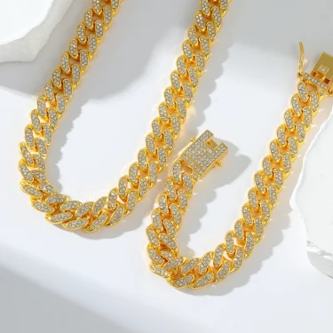 EILIECK Silver Color Thick Cuban Necklace Bracelet Set For Women New Punk Zircon Chain Waterproof Jewelry Party Gift Bijoux 3