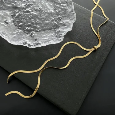 Stainless steel Snake Chain Necklace for women fashion sexy Gold Color collarbone necklace jewelry gift 4