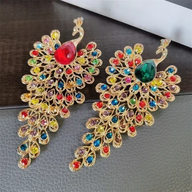 Chunky Luxury Creative Colorful Rhinestone Peacock Brooches For Women Men Crystal Bird Animal Clothing Pins Party Jewelry 3