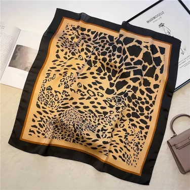 Luxury Brand Leopard Print Square Scarf Women's Imitation Silk Scarf Casual Versatile Decoration Small Neck Scarf 70CMx70CM 4