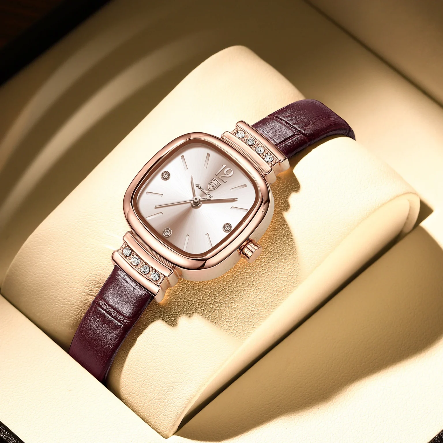 POEDAGAR Women Watches Fashion Square Diamond Leather Quartz Watch Top Brand Luxury Waterproof Ladies Wristwatch Girlfriend Gift 3