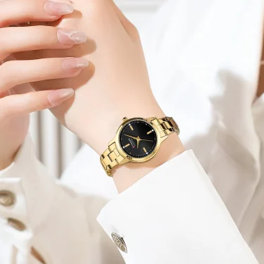 CURREN-Women's Simple Dial Wristwatch, Elegant and Charming Bracelet Quart Watches for Lady, Fashion Brand 5