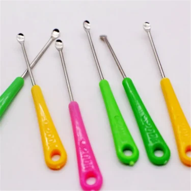 20PCS Stainless Steel Earpick Wax Remover Curette Cleaner Health Care Tools Ear Pick Plastic Handle Design For Baby Kids 5