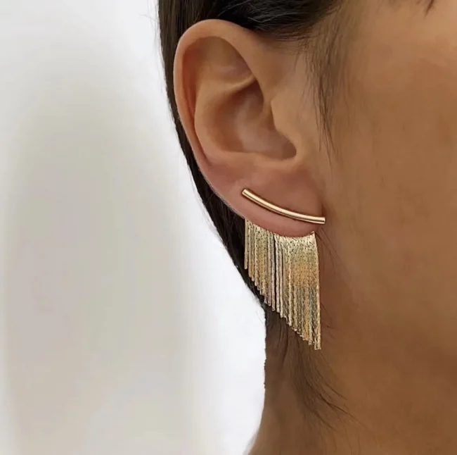 Fashion Dangle Earrings Long Bling Gold Color Tassel Earrings for Women Girls Wedding Daily Hot Sale Jewelry Gift 1