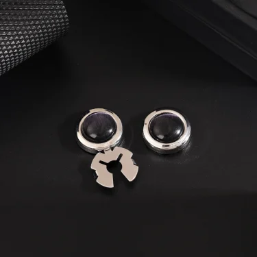 High-end Round Opal Cufflinks for Women French Fashion Business Banquet Wedding Shirt Buttons Luxulry Jewelry Accessories 4