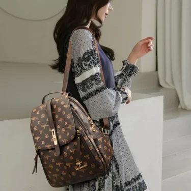 Vintage Printing Women Backpack Large Capacity with Multiple Pockets Casual Daypack Designer Leather Backpack Travel Bagpack 2