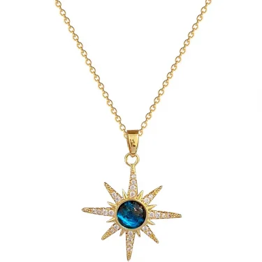 Exquisite and Fashionable Starburst Micro Jewelry Stainless Steel Necklace Classic Planet Gorgeous Versatile Clavicle Chain 4
