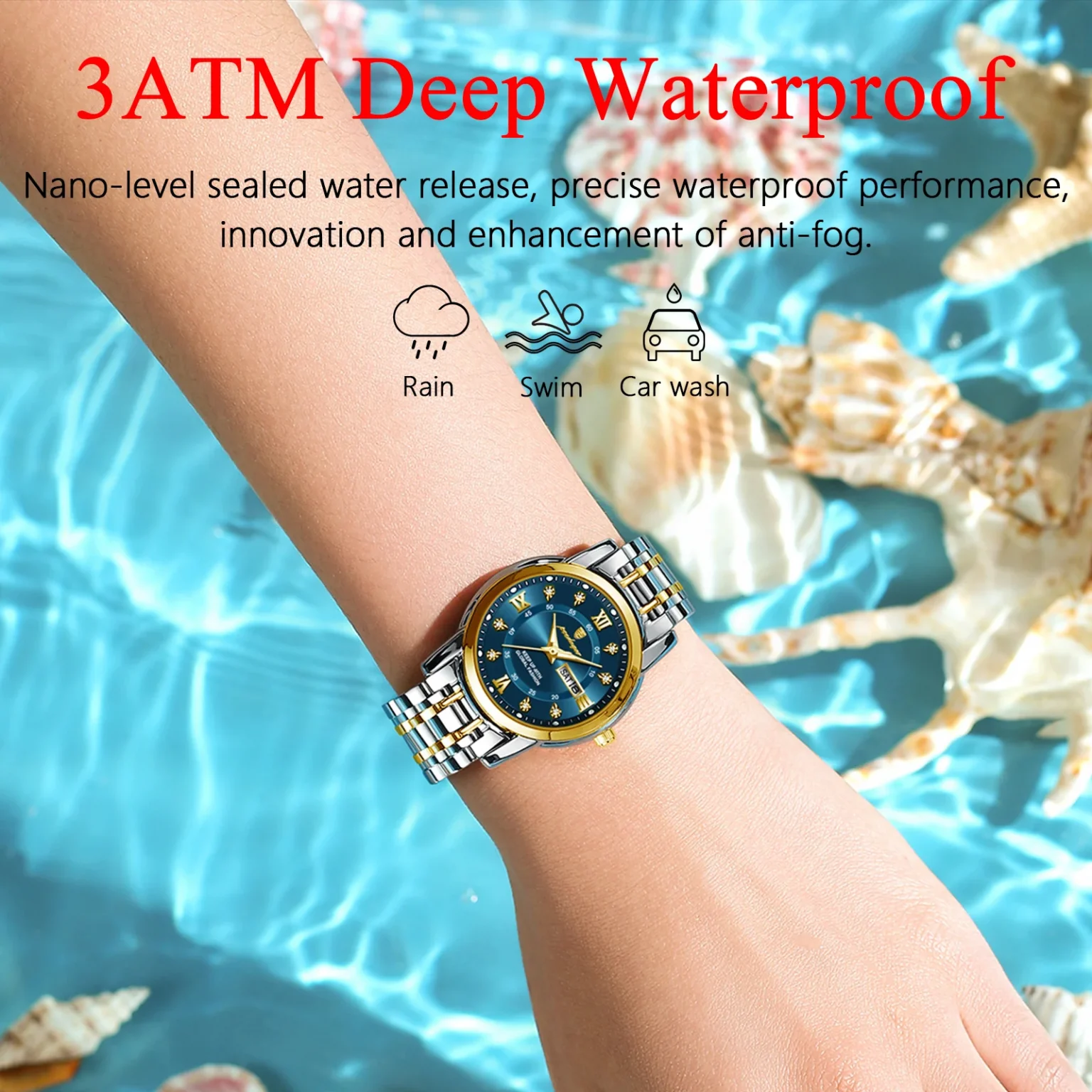 POEDAGAR Women Wristwatch Luxury Quartz Ladies Watch Waterproof Stainless Steel Luminous Date Week Women's Watches Dress Clock 2