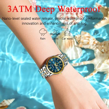 POEDAGAR Women Wristwatch Luxury Quartz Ladies Watch Waterproof Stainless Steel Luminous Date Week Women's Watches Dress Clock 2