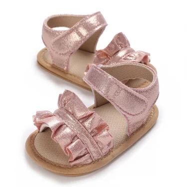 Fashion 0-18M Newborn Baby Girl Sandals Cute Summer Rubber Sole Princess Shoes Baby Anti slip First Step Walking Shoes 3