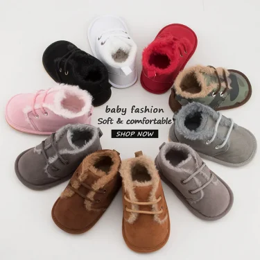 New Snow Baby Booties Shoes Baby Boy Girl Shoes Crib Shoes Winter Warm Cotton Anti-slip Sole Newborn Toddler First Walkers Shoes 2