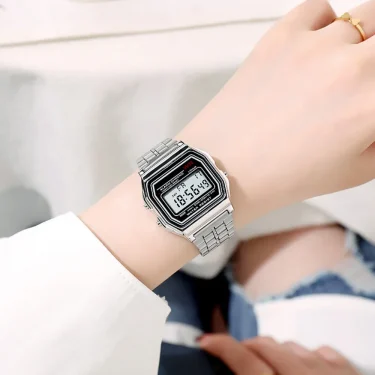 LED Steel Belt Rose Gold Silver Watches Men Women Electronic Digital Display Retro Style Clock Relogio Masculin Reloj Homb 6