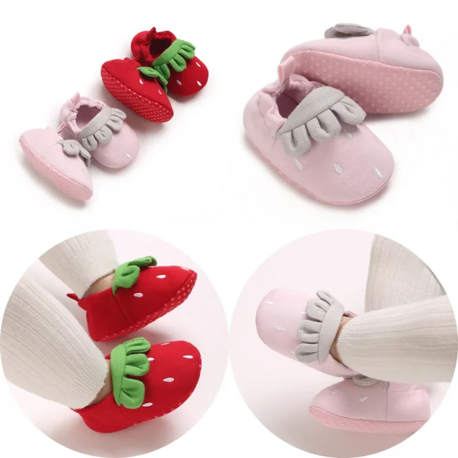Cotton Cute Strawberry Winter Baby Booties Girl Boots Cotton Soft-Sole Non-Slip Warm Toddler First Walkers Infant Crib Shoes 1
