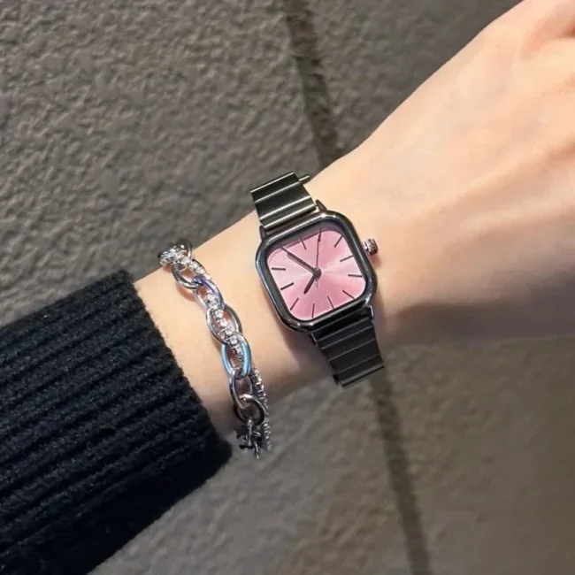 Hot Sale Luxury Brand Black Watch Women Fashion Quartz Watches Ladies Adjustable Stainless Steel Strap Wristwatches Reloj Mujer 5