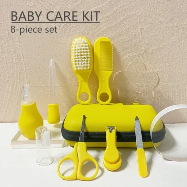 8 pcs/Set Baby care kit Newborn Kids Nail Hair Health Care Thermometer Grooming Brush Kit Baby Essentials Newborn 1