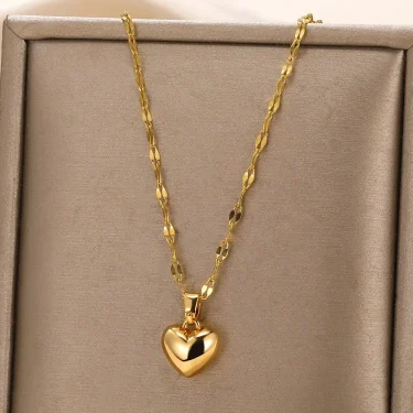 316L Stainless Steel Multilayer Heart Necklace For Women Girls Goth Gold Color Clavicle Chain Charm Choker Jewelry Birthday Gift 2
