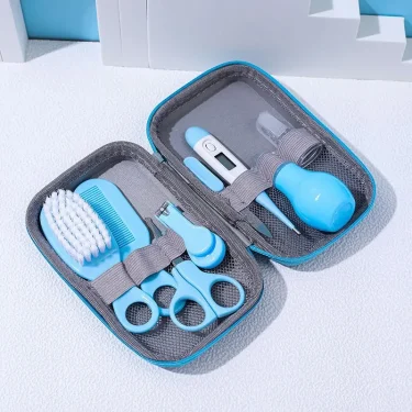 8pcs Newborn Baby Health Care Kit Nail Hair Thermometer Grooming Brush Nose Inhaler Kit Infant Safety Care Set Baby Essentials 3