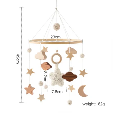 Let's make Baby Rattle Toy 0-12 Months Wooden Mobile Newborn Music Box Bed Bell Hanging Toys Holder Bracket Infant Crib Toy Gift 6