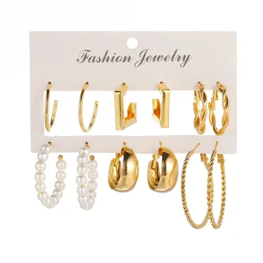 European Personality Exaggerated Geometric Stud Earrings Set Women Fashion Temperament Party Jewelry Wholesale 6