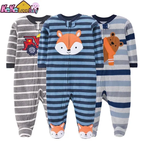 Autumn Baby Boy Rompers Clothes Zipper Fleece Warm Pajamas Newborn Outfit Dinosaur Jumpsuit Infants Boy Clothing 0 -12 Months 1