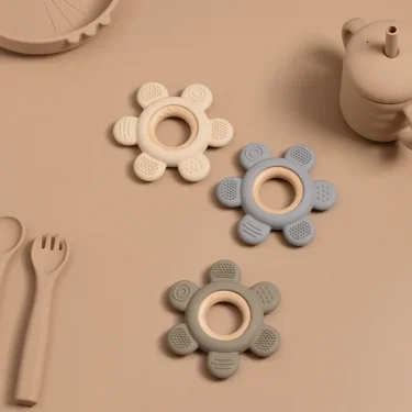 1PC Baby Silicone Teether Toy BPA Free Infant Wooden Ring Health Care Teething Chewing Toys Newborn Gifts For Baby Accessories 5