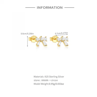 Aide 925 Sterling Silver Sweet Bow Mariquesa Zircon Piercing Stud Earrings For Women K Gold Elegant Bohemian Jewelry Party Gift 6