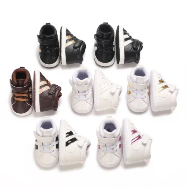 NEW Color blocking Sports shoes Fashion 0 to 18 Month for Toddler Boys and Girls Baby Sneaker Soft PU Leather Baby Casual Shoes 1