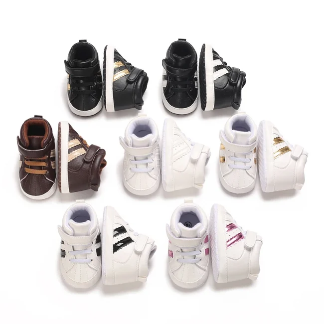 NEW Color blocking Sports shoes Fashion 0 to 18 Month for Toddler Boys and Girls Baby Sneaker Soft PU Leather Baby Casual Shoes 1