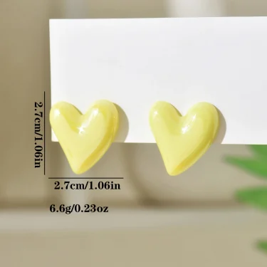Shine Cute Korean Heart Earrings New Trend Boho Acrylic Geometric Love Heart Stud Earrings Fashion Jewelry For Women 3